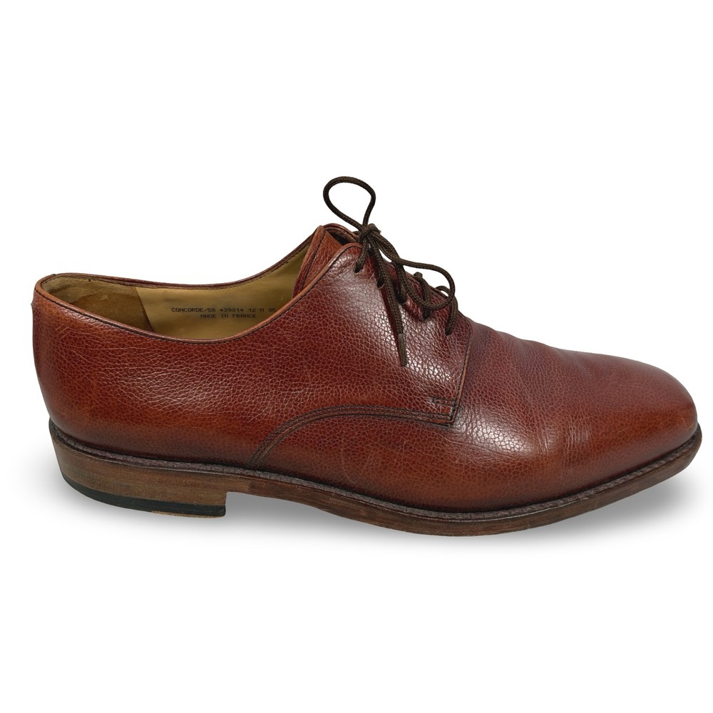 Moulins 1918 Concorde /58 Mens Brown Pebble Grain Leather Derby Shoes France 12